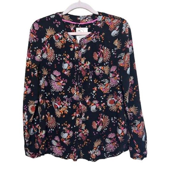 Conversations Anthropologie Top 28 of 52 Women Size 8 Bird Print Blouse Boho Art - Picture 1 of 7